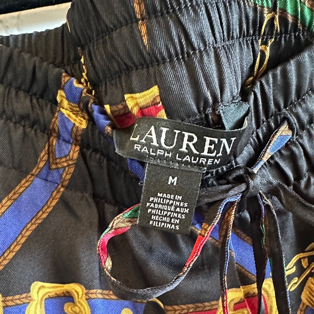 Lauren Ralph Lauren Black Wide-Leg Pants with Multicolor Chain Print - Picture 4 of 9